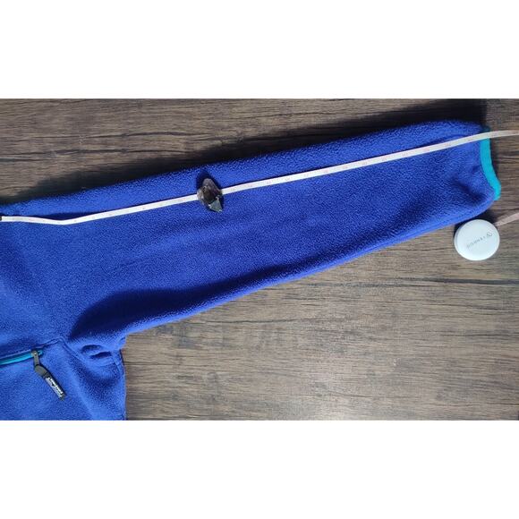 Patagonia Retro Dark Blue Aqua Turquoise Fleece Full Zip Jacket Vintage Large - Picture 9 of 11